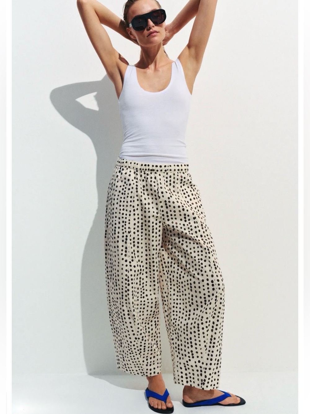 Zara ZW COLLECTION POLKA DOT PAJAMA PANTS - Picture 6 of 7